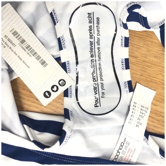 Boohoo+ Kerry Wrap Over Stripe swimsuit - Picture 5 of 5